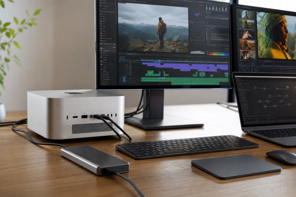 신형 Mac Studio와 Thunderbolt 5 외장 SSD 연결 구성