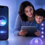 WWDC26에서 공개된 Siri AI와 자녀 안전 기능을 상징하는 스마트폰과 태블릿 화면