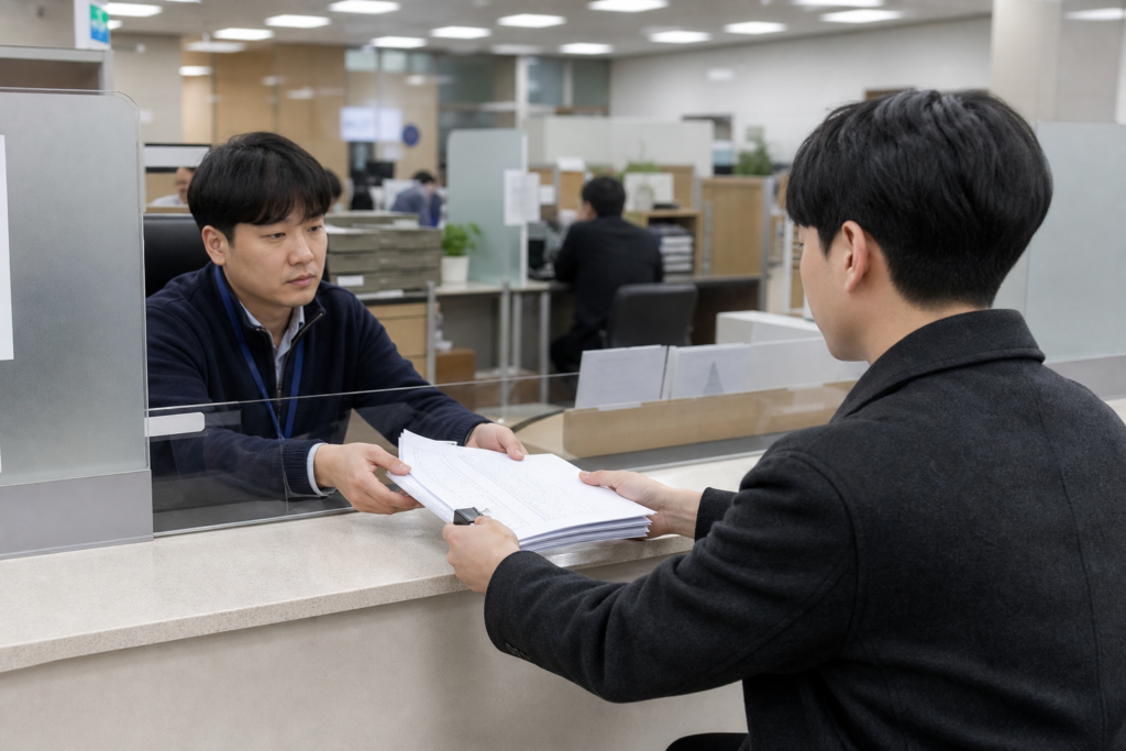지방고용노동관서에서 임금체불 관련 서류를 상담하는 모습