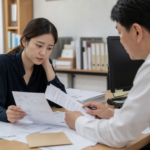 임금체불 근로자가 도산대지급금 신청 서류를 확인하는 모습
