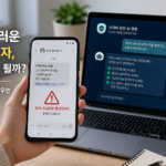 스미싱 의심 문자를 스마트폰으로 확인하는 모습