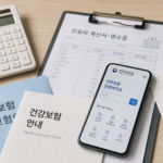 병원비와 건강보험 환급 신청 서류를 확인하는 모습