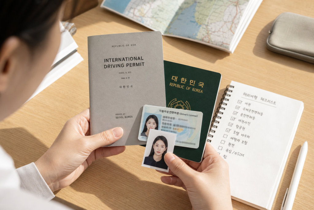 국제운전면허증 발급 준비물인 여권과 운전면허증, 여권용 사진