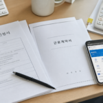 실업급여 취업사실 신고에 필요한 서류와 온라인 신고 화면을 상징하는 이미지