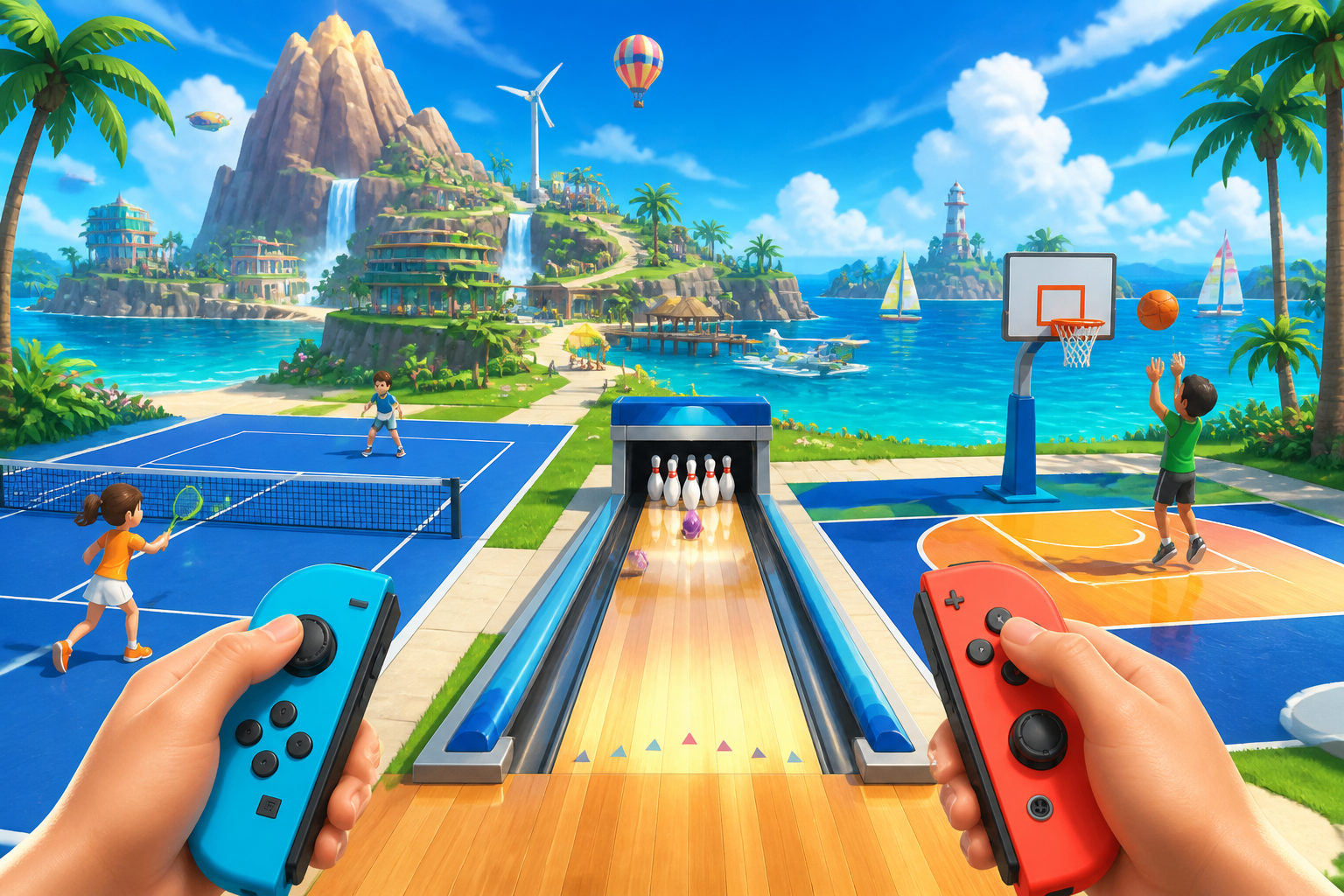 Nintendo Switch Sports Resort의 열대 스포츠 리조트 이미지