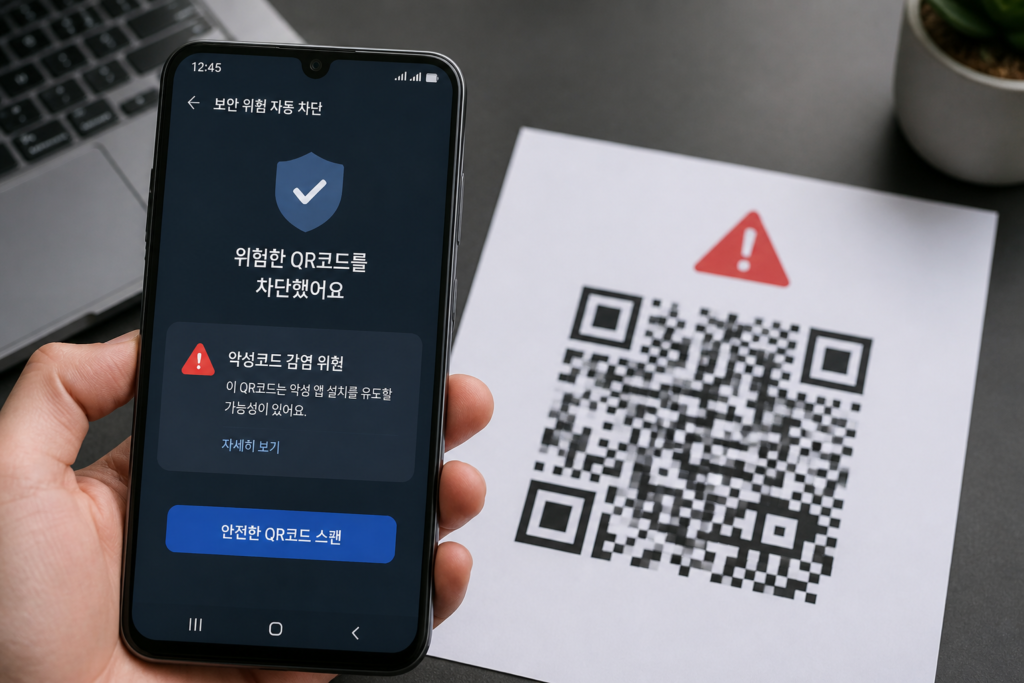 스마트폰 악성앱 검사와 의심 QR코드 확인 화면