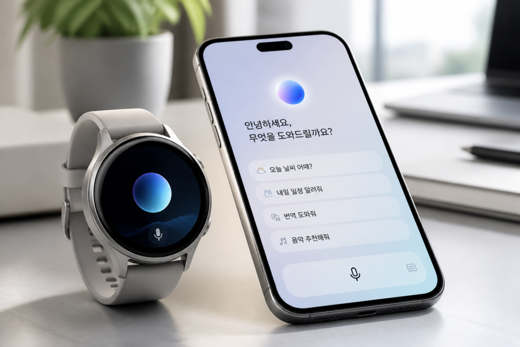 Apple Watch와 지원 iPhone의 Siri AI 페어링 개념