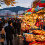 부산 자갈치시장과 해안 산책로 전경
