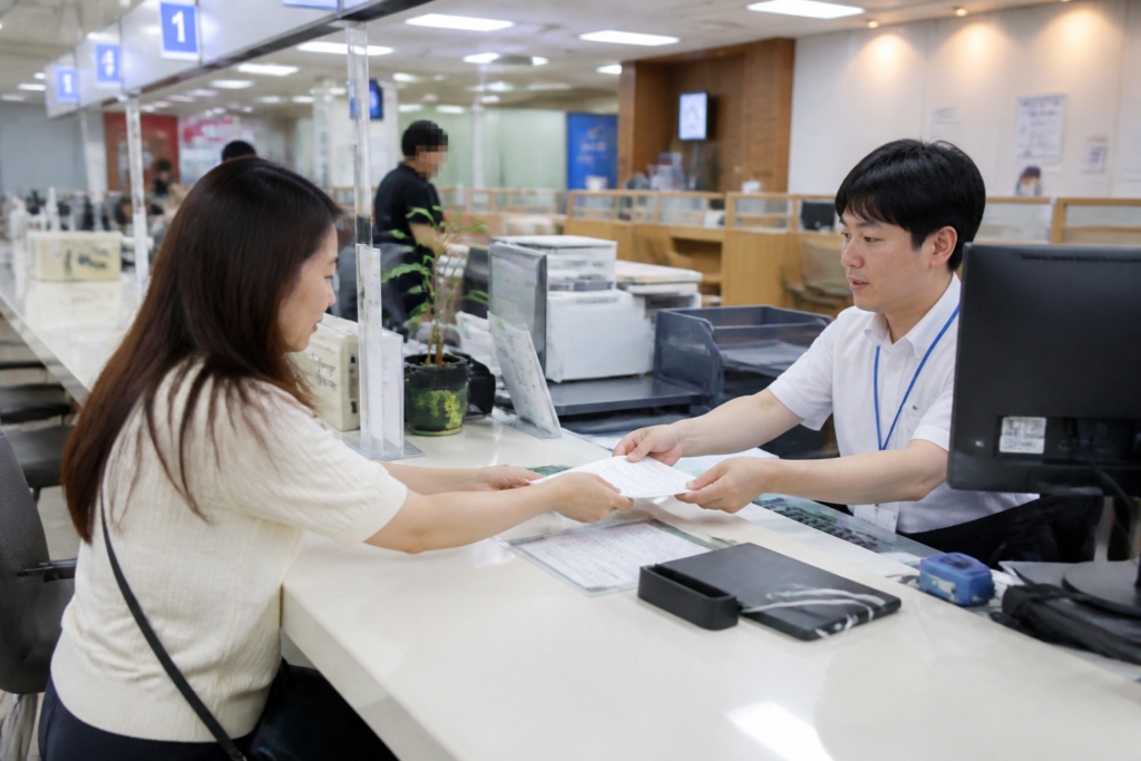 관할 시·군·구청에서 영업신고와 사업자등록을 함께 신청하는 모습