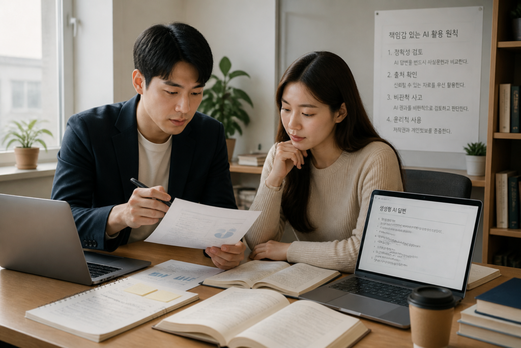 업무와 학습에 생성형 AI를 활용하는 한국 직장인과 학생