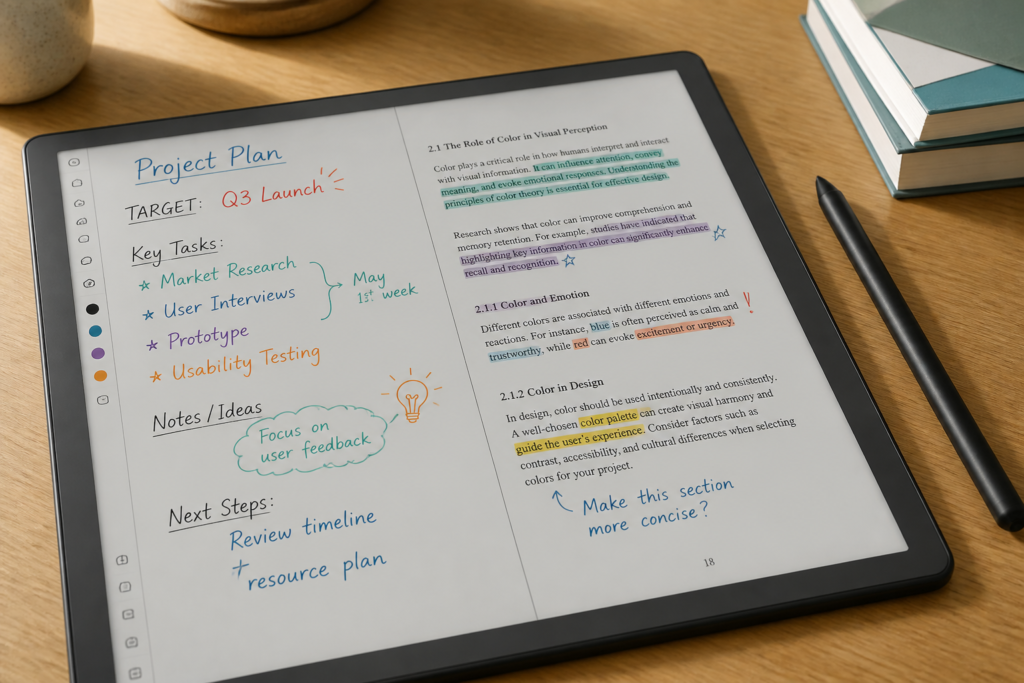 Kindle Scribe Colorsoft의 컬러 필기와 PDF 하이라이트