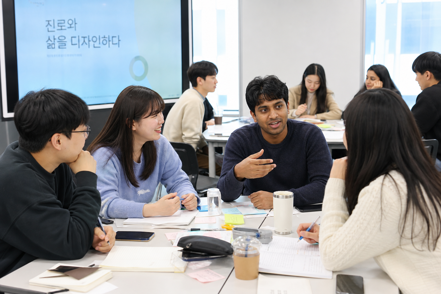 서울 청년들이 대면 진로 프로그램에서 이야기를 나누는 모습