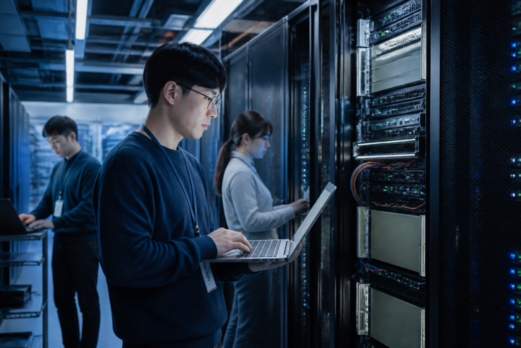 AI 연구자와 개발자가 고성능 GPU 인프라를 활용하는 모습