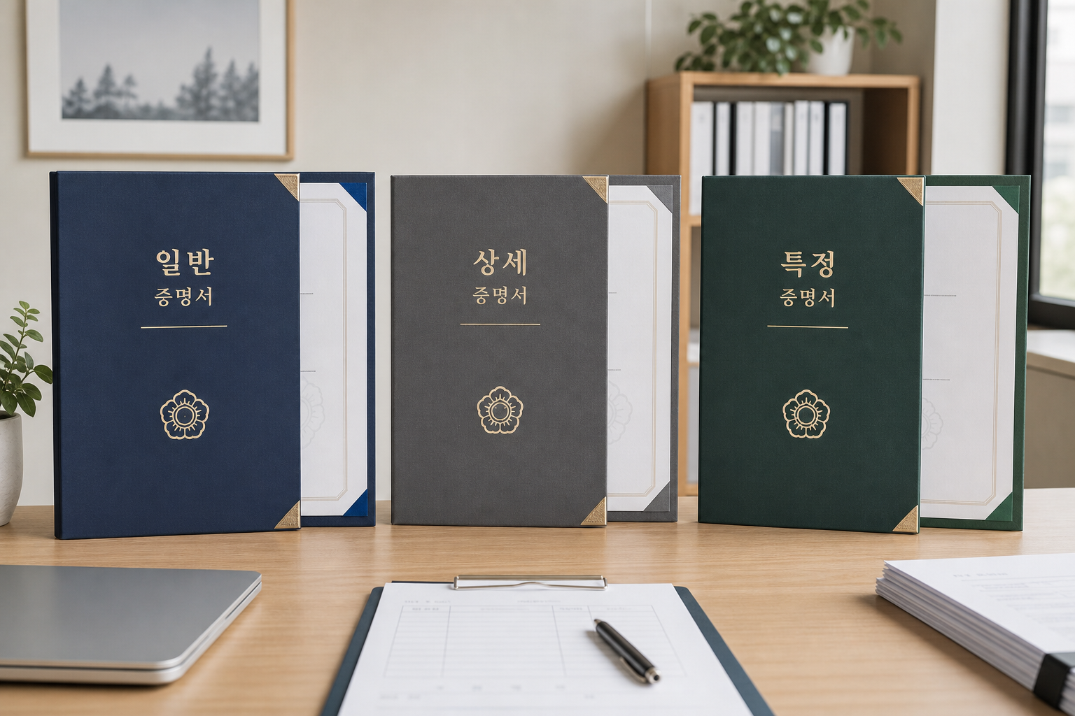 가족관계증명서 일반 상세 특정 선택을 상징하는 행정서류 이미지