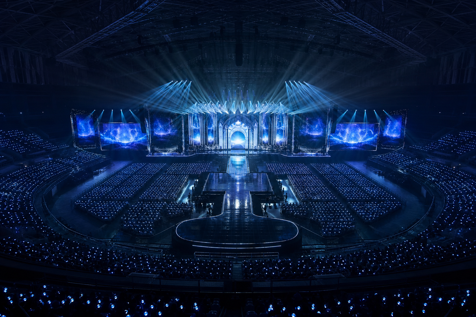 서울 KSPO DOME 콘서트 공연장과 응원봉 풍경